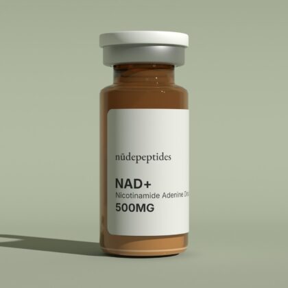 NAD+ 500mg vial on a sage backdrop