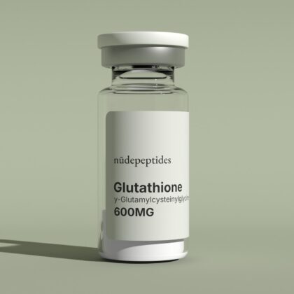 Glutathione 600mg vial on a sage backdrop